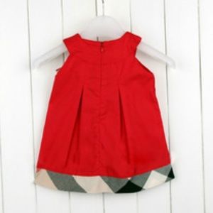NWT red cotton dress w/ Burberry imitation plaid
